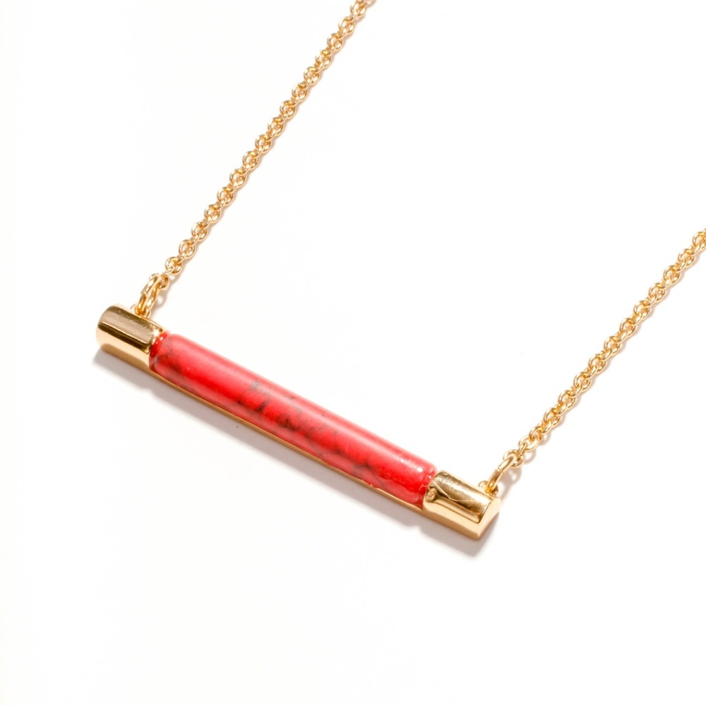 kate spade red stone bar necklace
